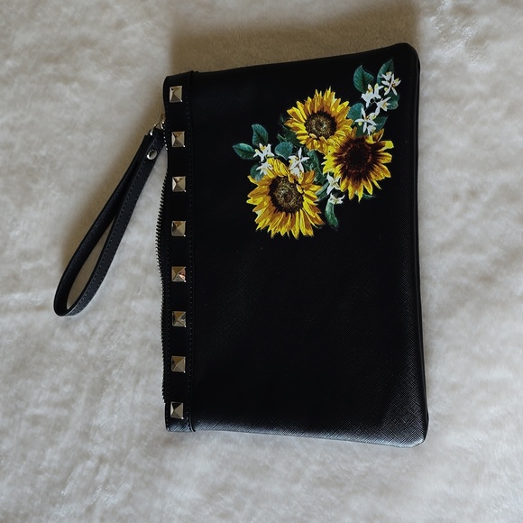 White House Black Market Sunflower Pouch Wristlet - Picture 1 of 11